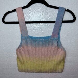 Out From Under Size Medium Sherbert Pastel Ribbed Sweater Crop Top Festival Knit